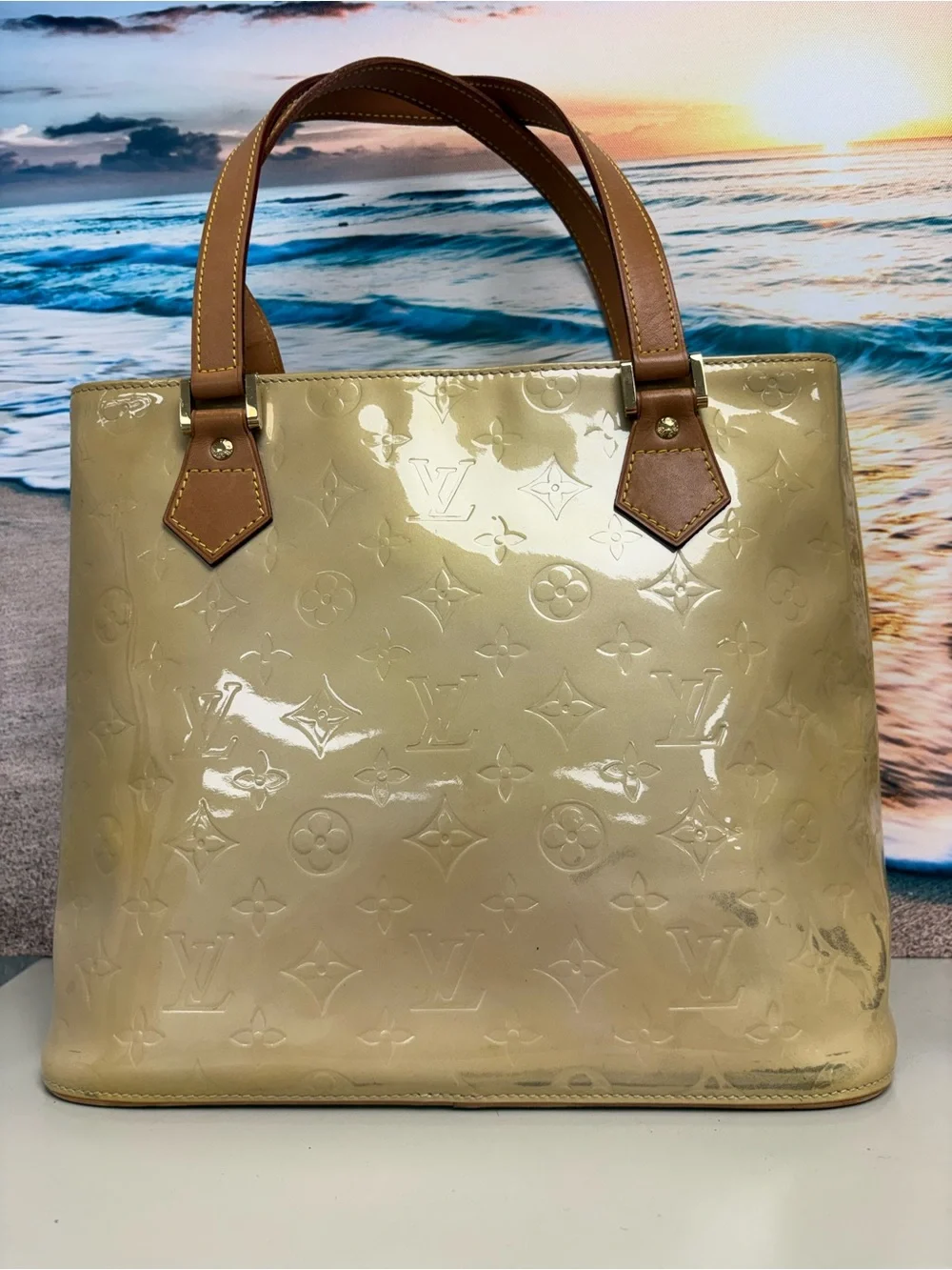 Louis Vuitton Vintage 2001 Monogram Vernis Houston Tote Bag Clean Lining Auth